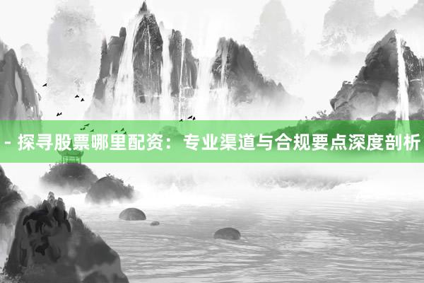 - 探寻股票哪里配资：专业渠道与合规要点深度剖析
