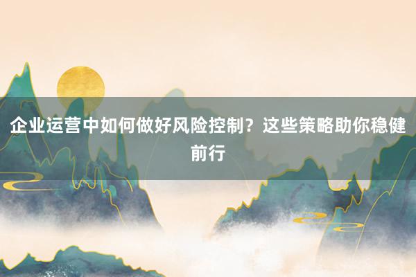 企业运营中如何做好风险控制？这些策略助你稳健前行