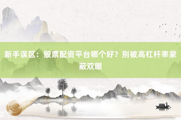 新手误区：股票配资平台哪个好？别被高杠杆率蒙蔽双眼