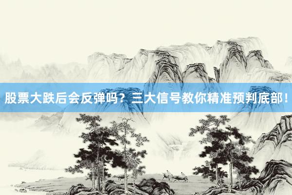 股票大跌后会反弹吗？三大信号教你精准预判底部！