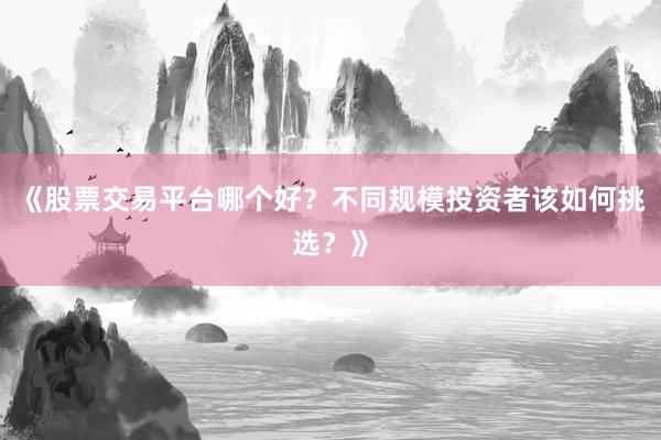 《股票交易平台哪个好？不同规模投资者该如何挑选？》