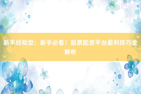 新手经验型：新手必看！股票配资平台盈利技巧全解析