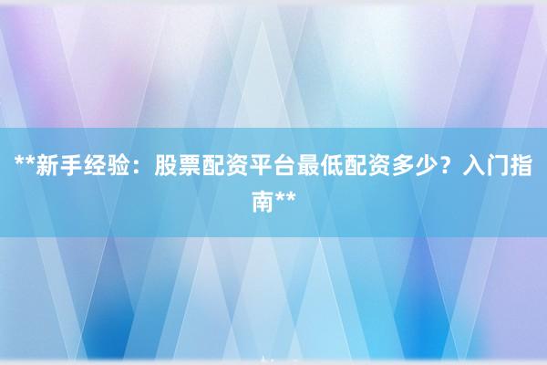 **新手经验：股票配资平台最低配资多少？入门指南**