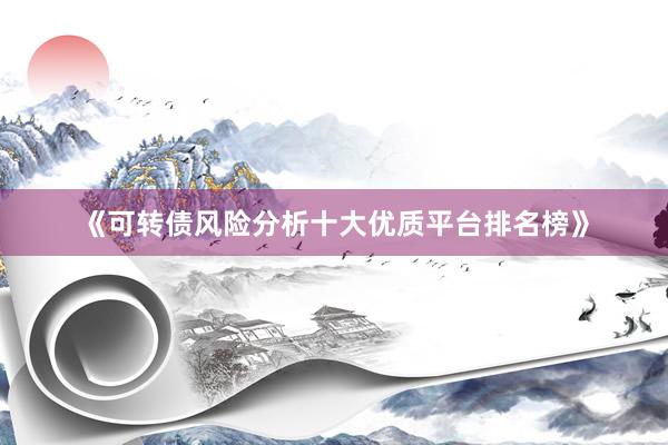 《可转债风险分析十大优质平台排名榜》