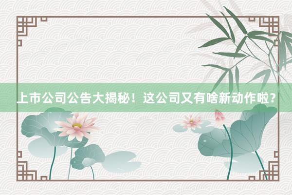 上市公司公告大揭秘！这公司又有啥新动作啦？