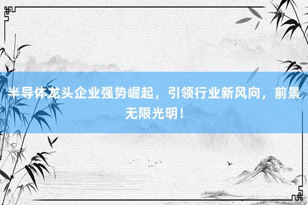 半导体龙头企业强势崛起，引领行业新风向，前景无限光明！