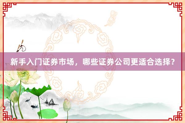 新手入门证券市场,哪些证券公司更适合选择?