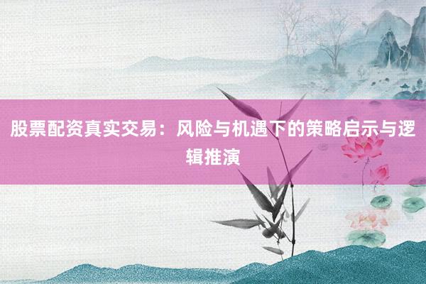 股票配资真实交易：风险与机遇下的策略启示与逻辑推演