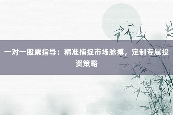 一对一股票指导：精准捕捉市场脉搏，定制专属投资策略