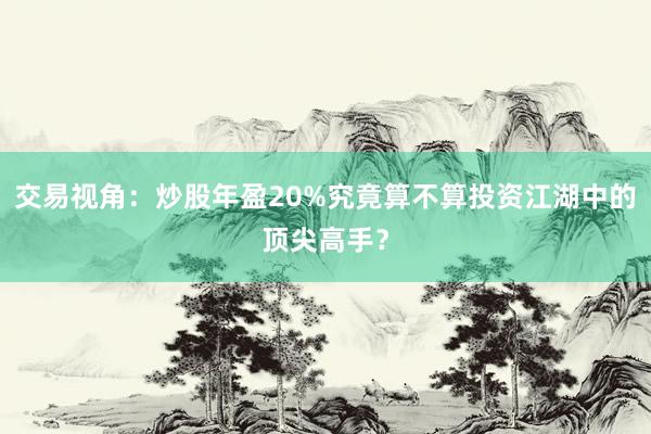 交易视角：炒股年盈20%究竟算不算投资江湖中的顶尖高手？